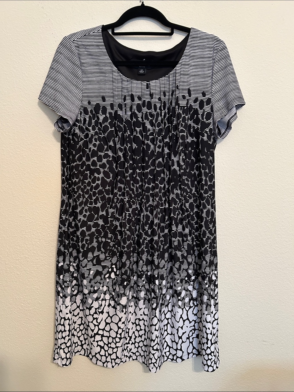 Perceptions Black & White Patterned Short Sleeve Dress